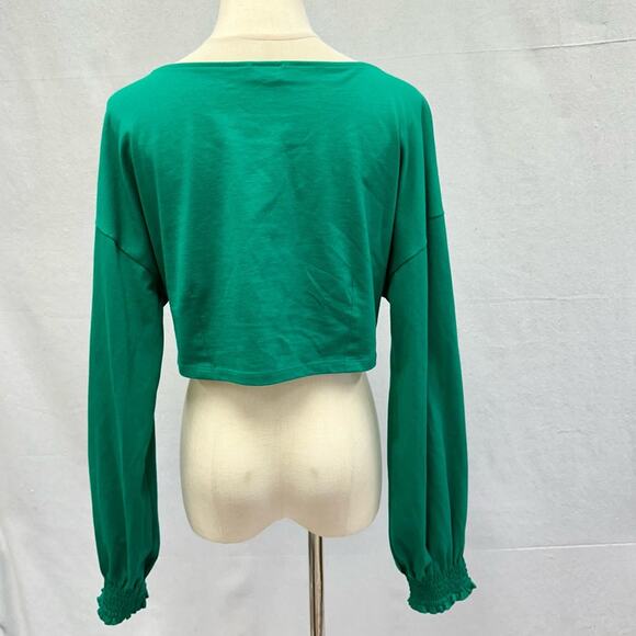 Aritza Wilfred Green Enzo Smocked Cuff Long Sleeve Crop Top Size Large Cotton
⁩ - Picture 12 of 14